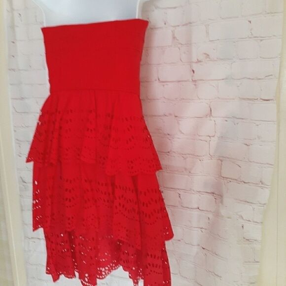 Brand NWT Cynthia Steffe Lipstick Red Strapless Bustier Top Dress 0/XS MSRP $345 - Picture 4 of 6